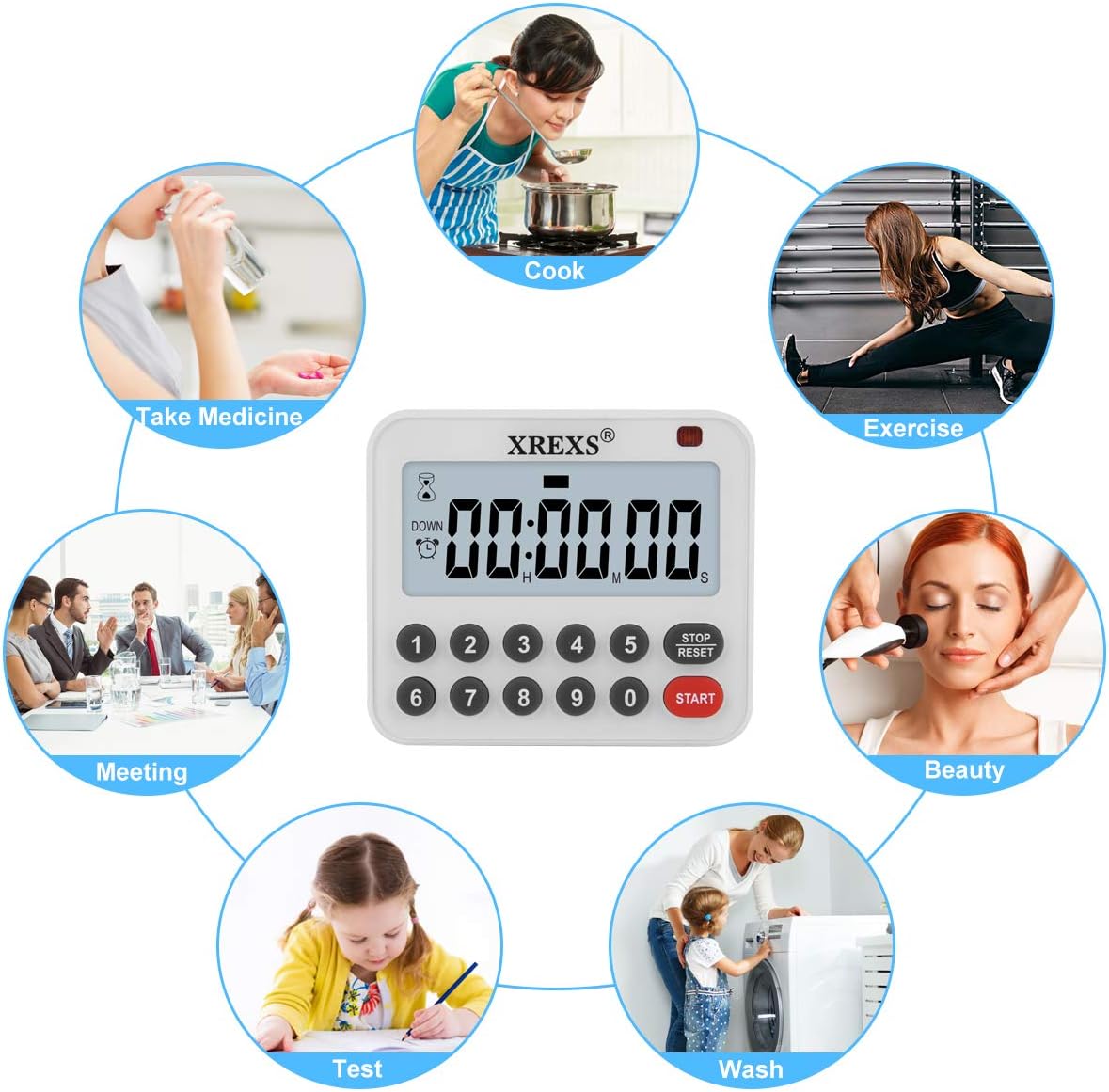 XREXS Digital Kitchen Timer Magnetic Countdown Up Cooking Loud Alarm