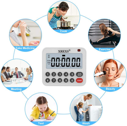 XREXS Digital Kitchen Timer Magnetic Countdown Up Cooking Loud Alarm