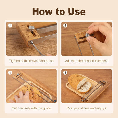 Adjustable Bread Slicer, Thickened Blade & Storage Bag for Baking