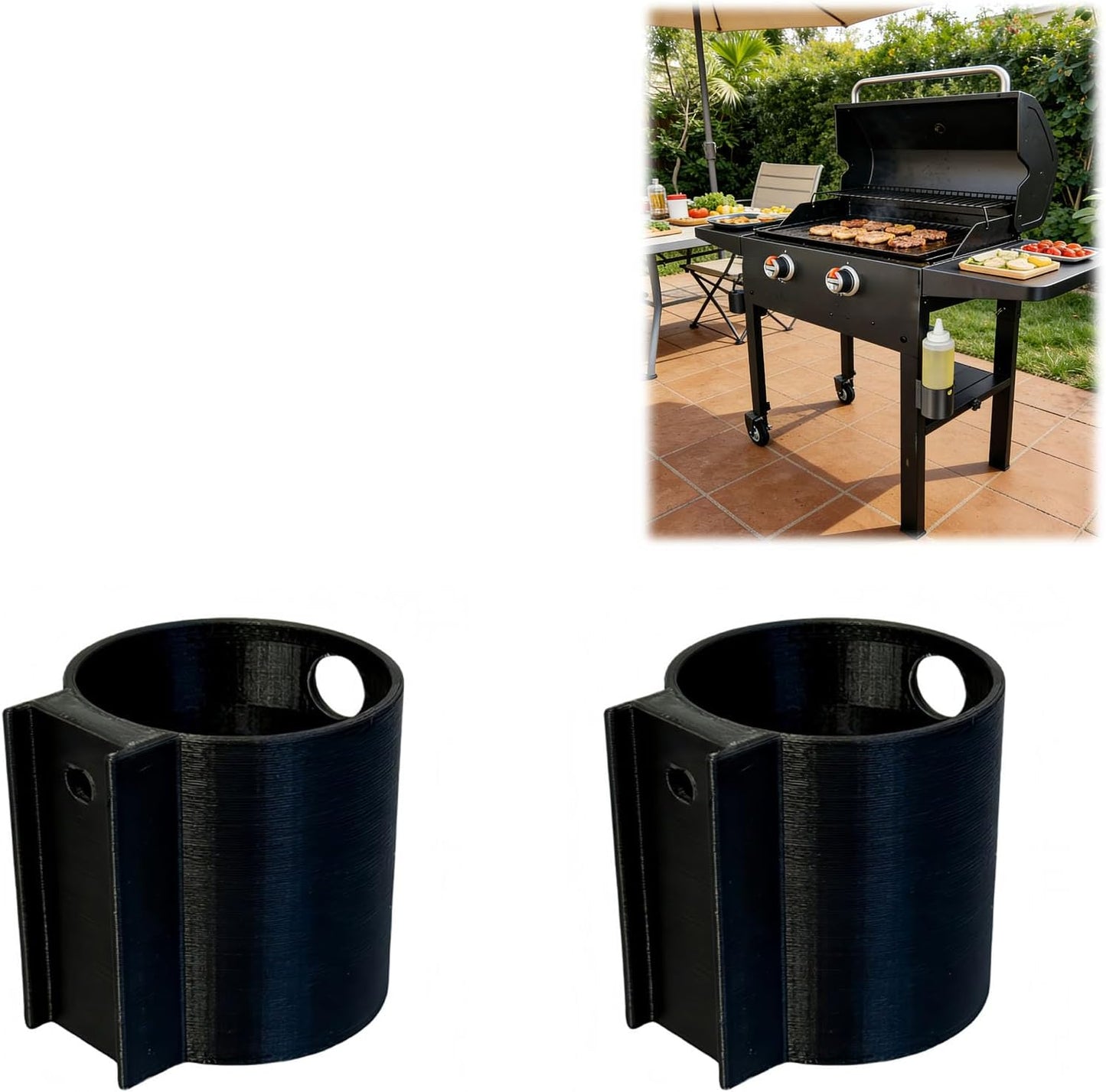 Outdoor Grill Side Table Storage Rack Compatible with Blackstone 14 oz/400 ml Bottle Holder Reliable Space-Saving Beverage and Condiment Holder, 2 pcs