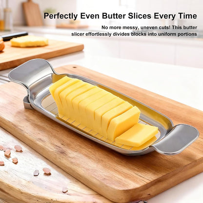 Butter Slicer Cutter & Cheese Cutter–Multi-Use Kitchen Tool for Evenly Slicing Butter Blocks, Cheeses, Eggs & Soft Fruits–Non-Stick，Compact & Portable for Home, BBQ, Camping（)