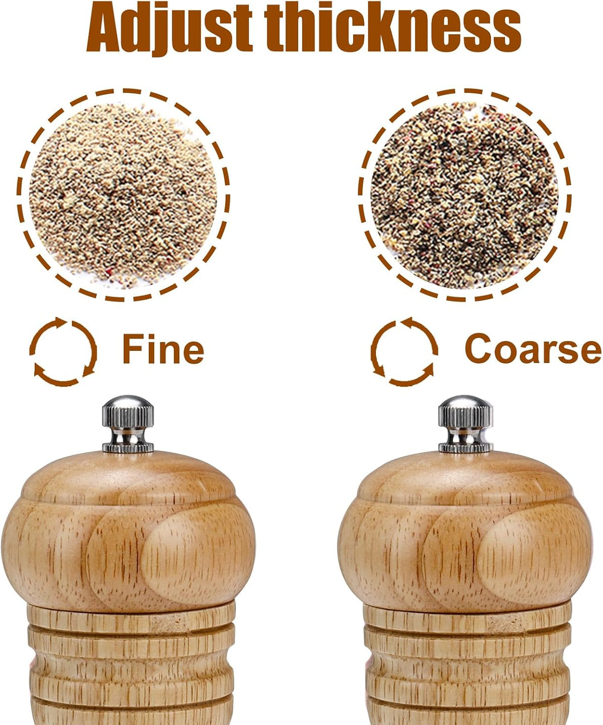 Gulex Wood Pepper Grinder Pepper Mill Adjustable Coarseness 8 Inch Retro