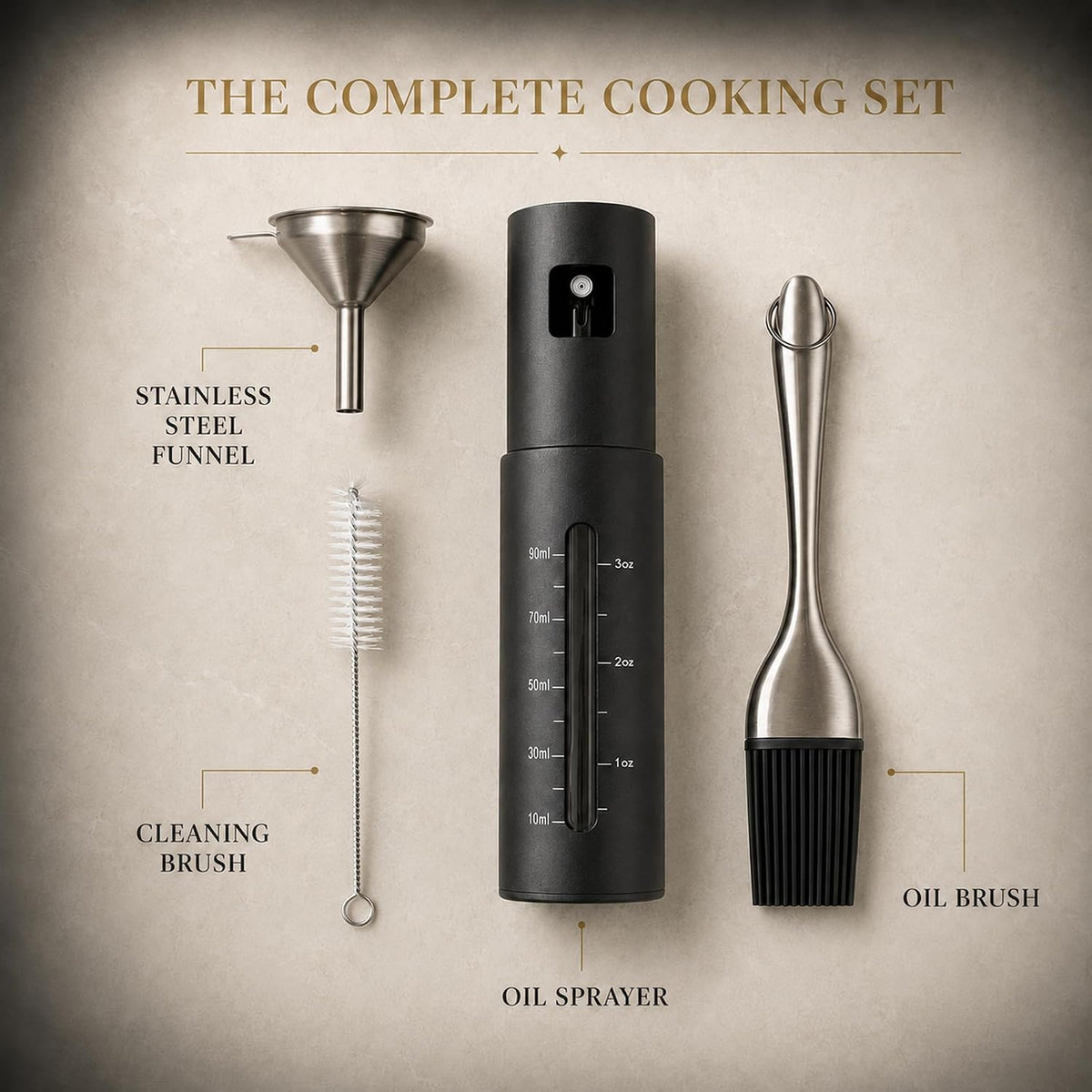 100 mL Glass Oil Sprayer Set with 304 Stainless Steel Outer Shell