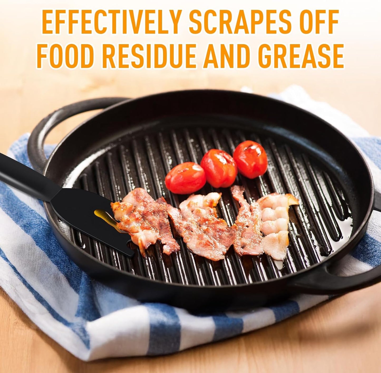 Heat-Resistant Nylon Grill Scraper - Designed for George Foreman Indoor Grills with Grooves, Easy Cleaning Tool with Comfortable Grip (2PCS)