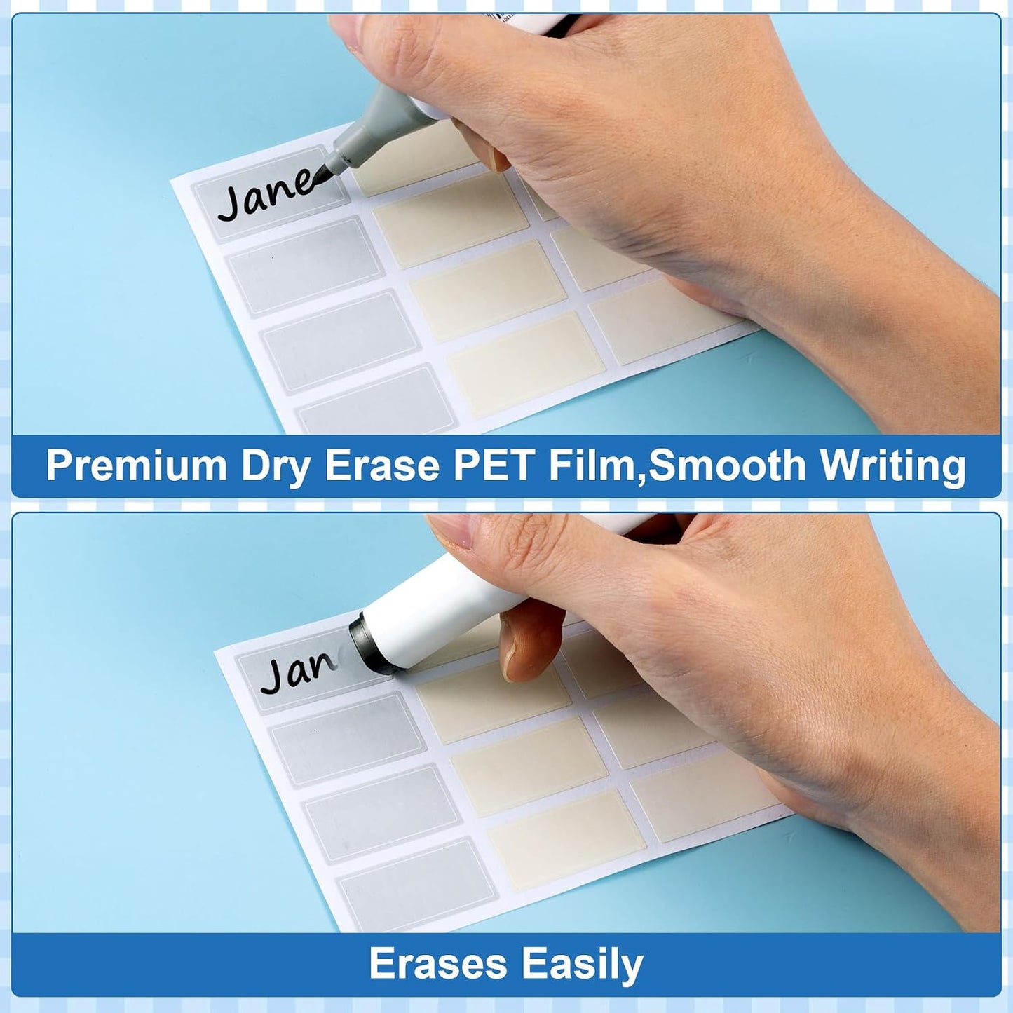 480 Pcs Dry Erase Labels, Dry Erase Stickers, Waterproof Sticker Labels, Removable Labels Easy Peel Off, Reusable Sticky Notes for Food Containers, Office (Retro, Small)