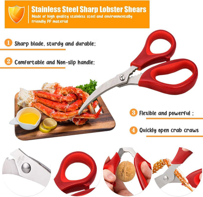 Kitchen Seafood Scissors for Crab Legs, 4 Pack Crab Leg Scissors