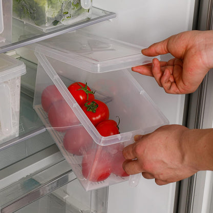 Sooyee Fridge Organizer, 4 Pack Refrigerator Organizer Bins, Clear with Handle & Lid, Fruit Containers for Fridge, Fridge Storage to Keep Fresh for Food, Vegetables, 5L