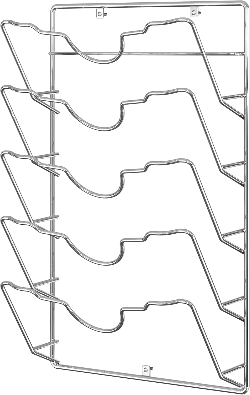 Simple Houseware Wall Door Mounted Pot Lid Rack Organizer, Chrome Finish