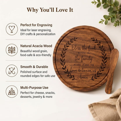 Nuenen 50 Pcs Mini Wooden Charcuterie Board Bulk, Small Wood Cutting Board for Crafts Laser Engraving with Knives Organza Bags Wedding Baby Shower Favors Gift (Square,Bamboo Color)
