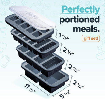 Souper Cubes Silicone Freezer Molds Gift Set, Kale | 2 Tbsp, 1/2 Cup, 1 Cup and 2 Cup Silicone Molds for Food Set, Perfect for Freezing Soup, Grains, Proteins, Herbs and More