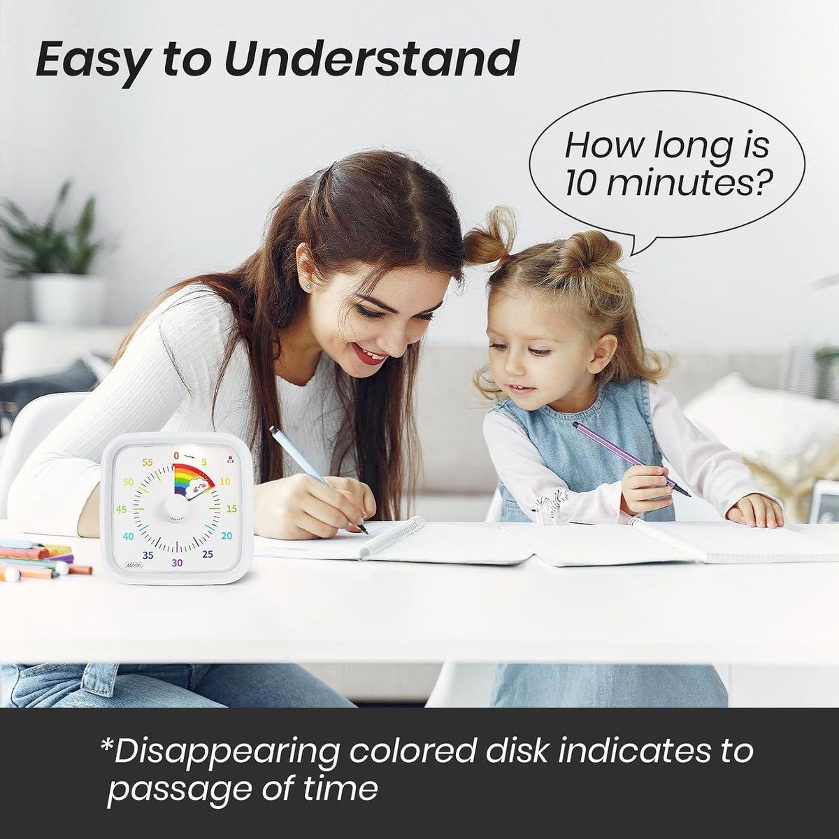 Yunbaoit Rainbow Visual Timer for Kids, 60-min Countdown Timer, Blue
