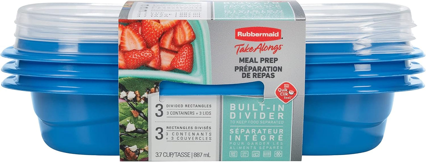 Rubbermaid TakeAlongs Snacking Food Storage Containers, 2 Cups Size - 2 Lids, Trays, and Containers 7S87