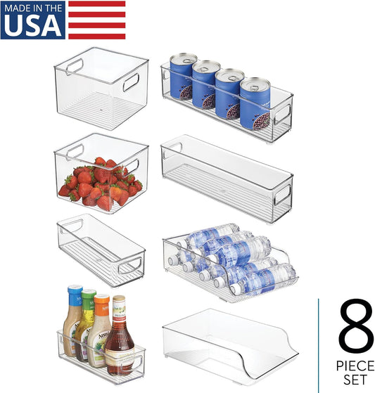 iDesign Plastic Stackable Pantry Bin - Storage Bin with Handles for Cabinets or Fridge - Set of 2 - Clear