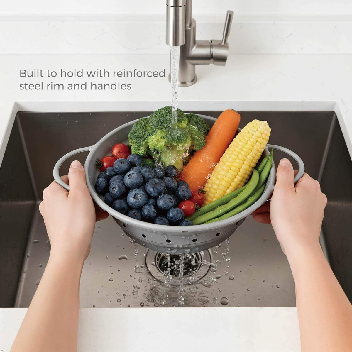 2‑Quart Silicone Collapsible Colander & Kitchen Collapsible Strainer