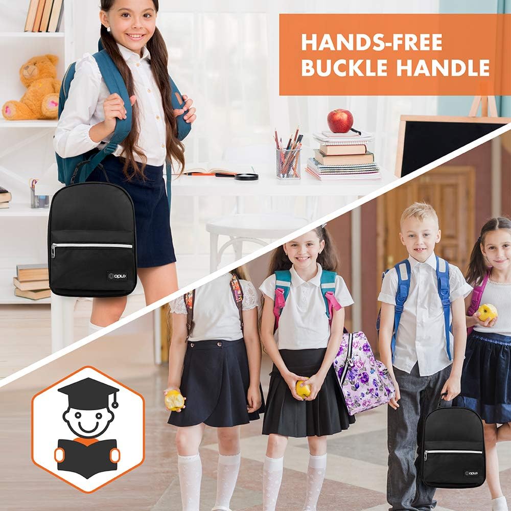 opux Lunch Box for Girls Boys Kids, Insulated Leakproof Lunch Bag, Reusable Teen Lunch Boxes for School, Medium Large lunchbox for Women Men Adult for Work with Front Back Pocket (Purple)