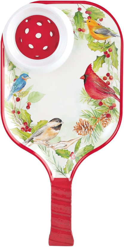 UPware Watermelon Melamine Chip and Dip Snack Tray, Summer Fruit Pickleball Paddle Shape Platter for Chips, Salsa, Fruits, and Appetizers, 15.75 x 8 Inch