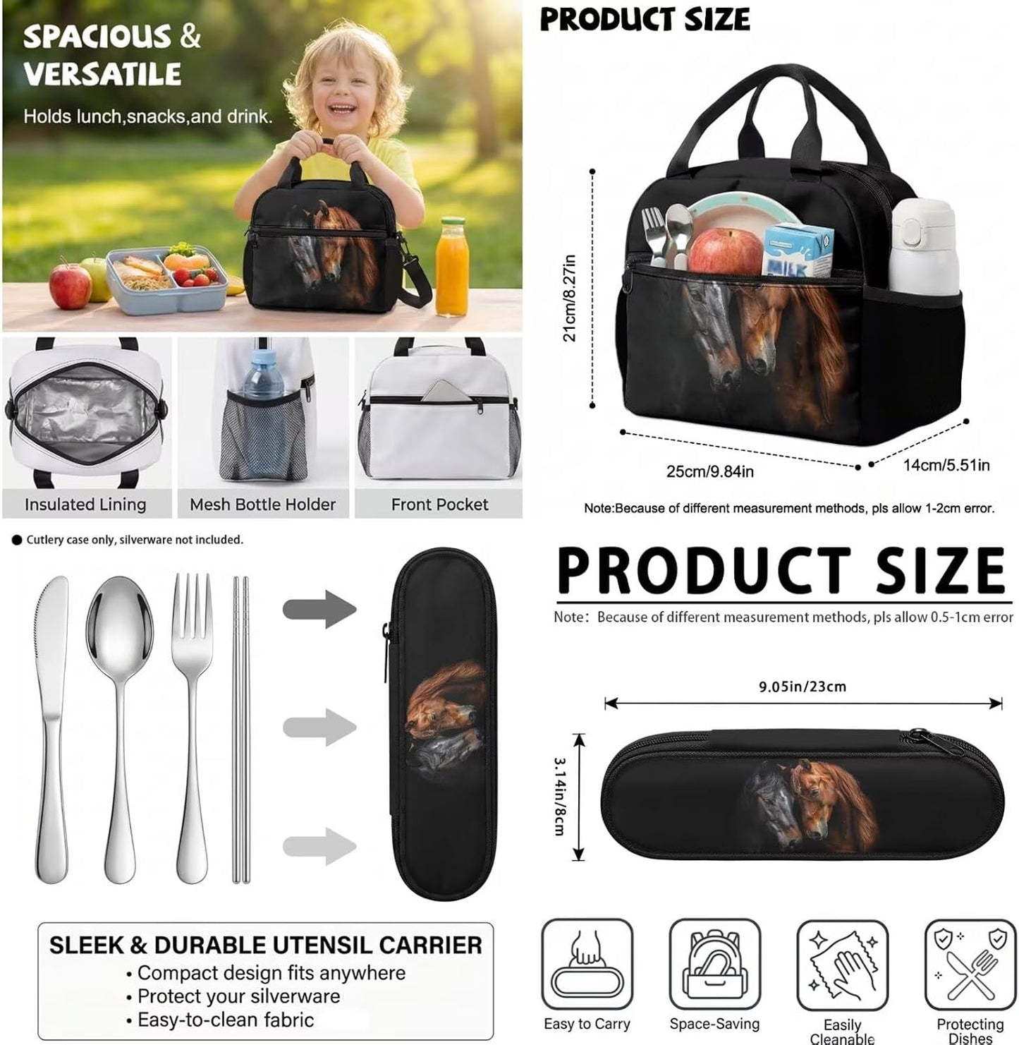 Cute Capybara Pizza Backpack for Girls, 5 Pcs Boys School Bag Set for Kids, 17 Inch Backpacks Lunch Pencil Box Reusable Utensils Case Set for Middle Elementary School, 3rd Grade Backpack