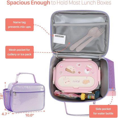 Kids Lunch Bag Boys - Insulated Kids Lunch Box Reusable Lunchbox with Water Bottle Holder Toddler Lunch Tote Bag for School Daycare, Black Dino Fossil