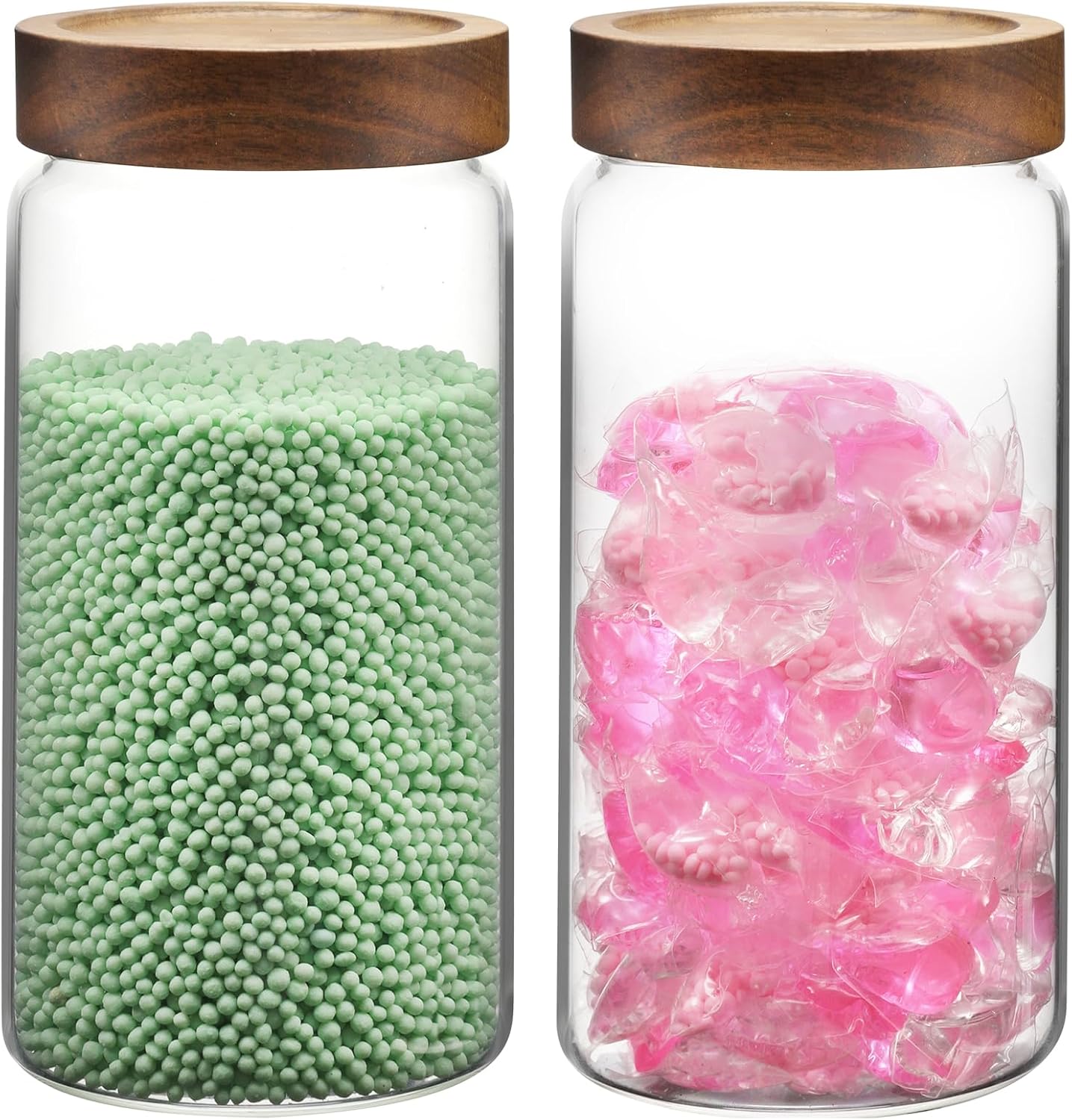 6 pc Glass Spice jars Glass Jars with Screw Lid 5 oz Acacia Wood Glass Herb Sugar Coffee Bean Ground Container Food Storage Canister for Candy Pantry Tea Seasoning Meal Prep Snack (6*150ml(5oz))