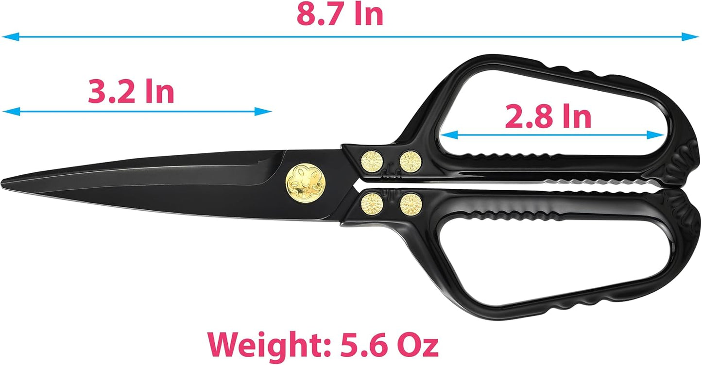 Kitchen Scissors - Heavy Duty Utility Come Apart Kitchen Shears for Chicken, Meat, Food, Vegetables - 9.25 Inch Long Black & Red