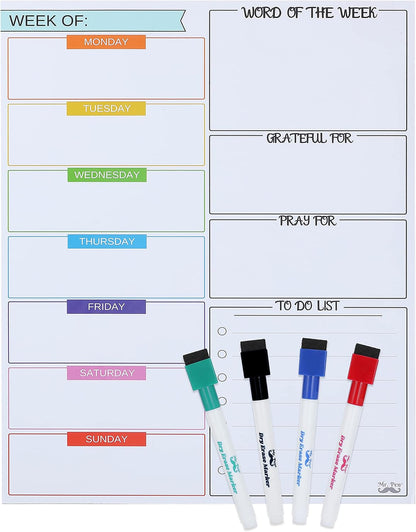 Mr. Pen- Magnetic Weekly Dry Erase Planner for Fridge, 12x15 Inches, Dry Erase Whiteboard Fridge Calendar with 4 Markers & Large Writing Space for Schedules, Chores, Meal Planning & Family To-Do List