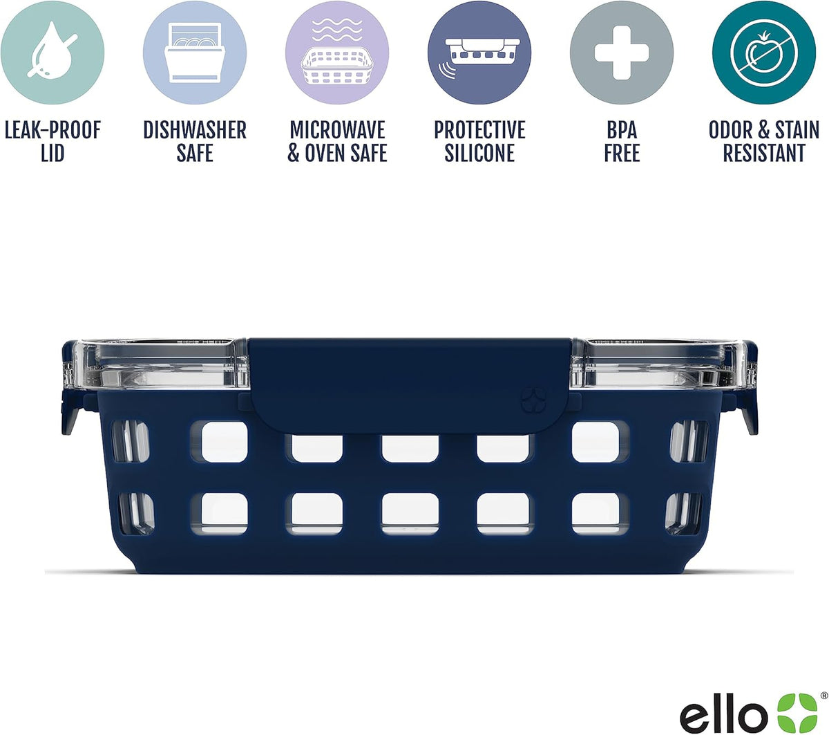 Ello Duraglass 3.4 Cup Meal Prep 10Pc,Set,Glass Food Storage Container with Silicone Sleeve and Airtight BPA-Free Plastic Lids,Dishwasher,Microwave & Freezer Safe,Evening Orchard,5 Count (Pack of 2)