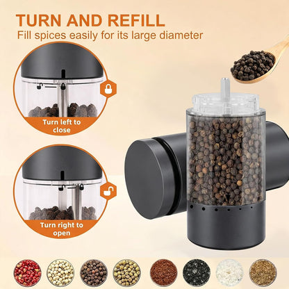 Electric Salt and Pepper Grinder Set Rechargeable, Automatic Salt and Pepper Shakers Mills External Adjustable Coarseness, Kitchen Gadgets, Stocking Stuffers Christmas Cooking Gifts for Men Women