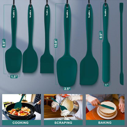 Walfos 600°F High Heat Resistant Silicone Spatula Set of 5- Food Grade Rubber Spatula Set for Baking Cooking & Mixing - BPA Free, Non Stick and Dishwasher Safe,black