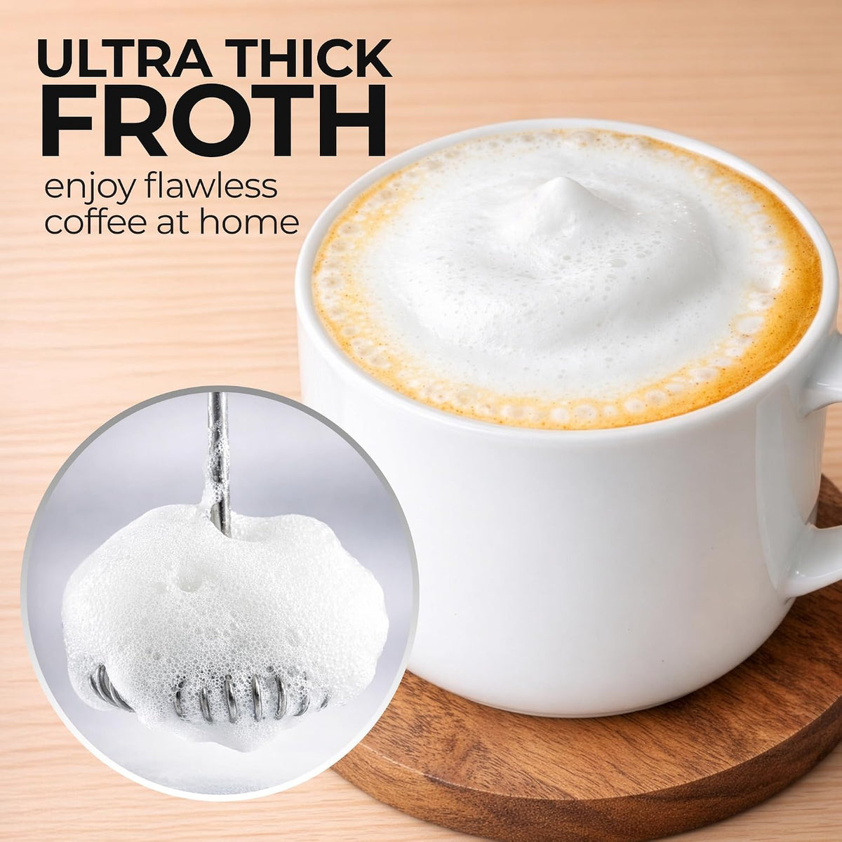Zulay Kitchen Rechargeable Milk Frother Handheld - Frother Wand, Drink Mixer, Electric Whisk Frother, for Cappuccinos, Matcha & Protein Powder - Dynamic 3 Whisk, 3 Speed 500mAh Black - Colors C