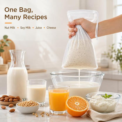 Kimmama Nut Milk Bag, Cheese Cloth Bag for Straining, Nylon, 7.9x11.8",4Pcs