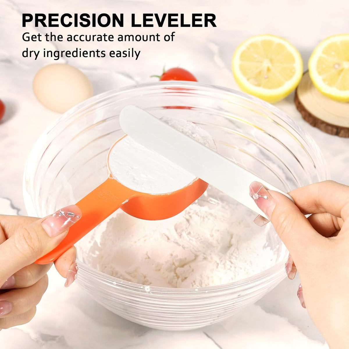 Stackable Measuring Cups & Spoons Set with Lids, Blue