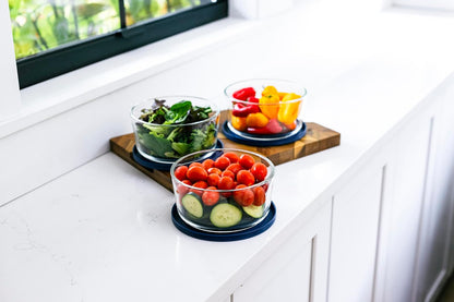 6-Piece Glass Food Storage Containers Set (3 Containers + 3 BPA-Free Lids) | 2-Cup, Leakproof | Microwave, Freezer, Oven & Dishwasher Safe | Ideal for Meal Prep & Pantry Organization, Pistachio