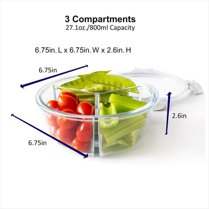 Orii 4 Piece Glass Food Storage Compartment Containers with Lids, Multiple, Charcoal Grey