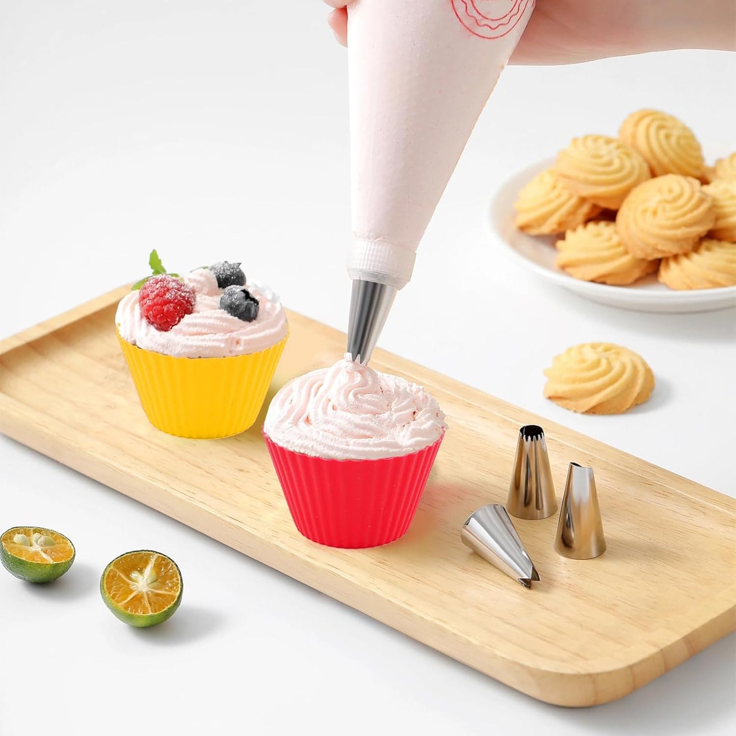12 Pack Reusable Silicone Cupcake Liners Baking Cups Liners Non-Stick Cake Molds Sets for Lunch Wedding Engagement