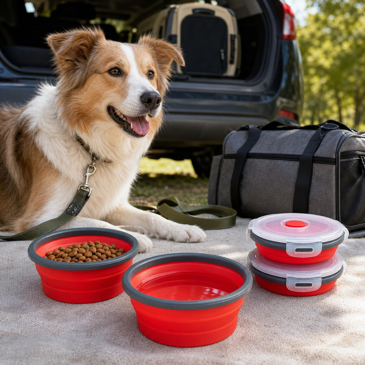 Guyuyii 4 Pack Space-Saving Collapsible Food Storage Containers with Lids | 12/17/27/40 oz Food-Grade Silicone Set for RV, Camping, Meal Prep, Small Kitchens - Microwave/Freezer/Dishwasher Safe