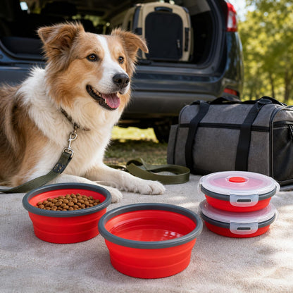 Guyuyii 4 Pack Space-Saving Collapsible Food Storage Containers with Lids | 12/17/27/40 oz Food-Grade Silicone Set for RV, Camping, Meal Prep, Small Kitchens - Microwave/Freezer/Dishwasher Safe