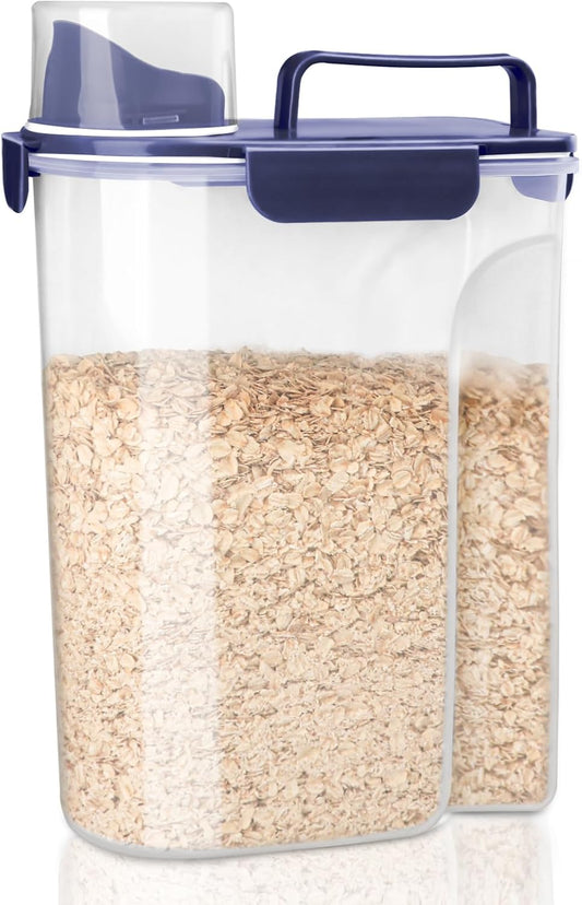 Komzon Rice Storage Containers, Rice dispenser with Pouring Spout Portable Handle for Flour, Pasta, Grain and Baking, Pet Dog Cat Bird Food Container 20 LB Grey