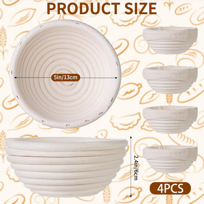 FrutPunch 9 Inch Banneton Bread Proofing Basket Set of 2, with Cloth Lining