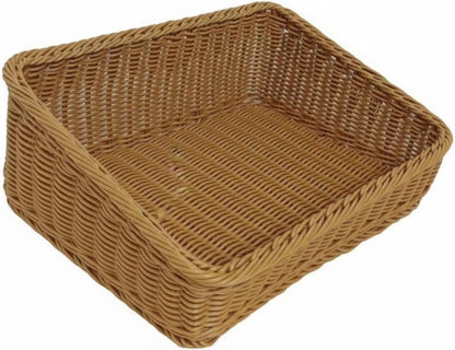 Slanted Opening Display Basket Easy to Clean Angled Woven Basket Wicker Storage Bin for Supermarket, Kitchen Countertop, Brown H 50-30-8-14