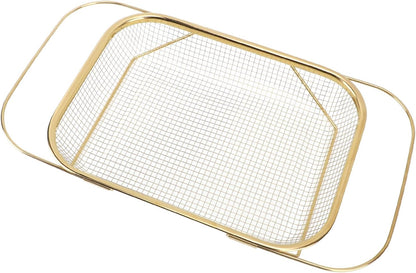 Fydun Stainless Steel Colander, Over The Sink Strainer Basket Kitchen S Er Gold Strainer Over The Sink Colander Basket for with Handles Fine Mesh Expandable Essentials (Gold)
