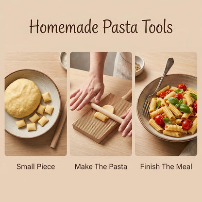 6 Set Gnocchi Boards and Ravioli Rolling Pin, Wood Pasta Roller Pin, Pasta Making Tools for Homemade Kitchen Cavatelli, Macaroni, Tortellini