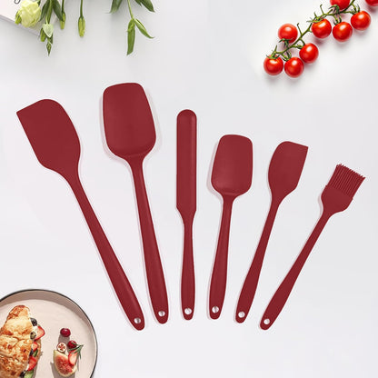 6 Pieces Silicone Spatula Set, Rubber Spatulas Silicone Heat Resistant Spatula Set for Kitchen Use, Food Grade Rubber Spatula with Ergonomic Grip, Cooking, BPA Free Dishwasher Safe(black)