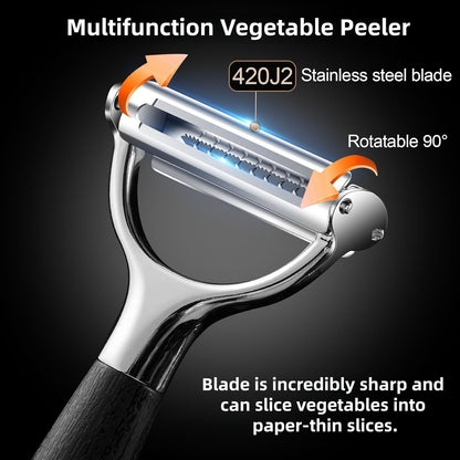 2-in-1 Serrated Julienne Peeler Vegetable Peeler | veggie peeler stainless steel blades are very durable and sharp for harder fruits and vegetables，Essential Kitchen Tool