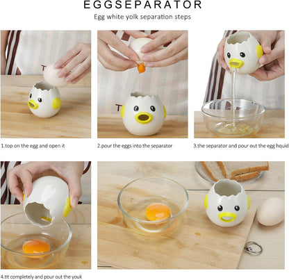 Cartoon Egg Separator Mini Egg White and Yolk Separator Practical and Simple Ceramic Egg Separator Suitable for Kitchen Baking Small Tools