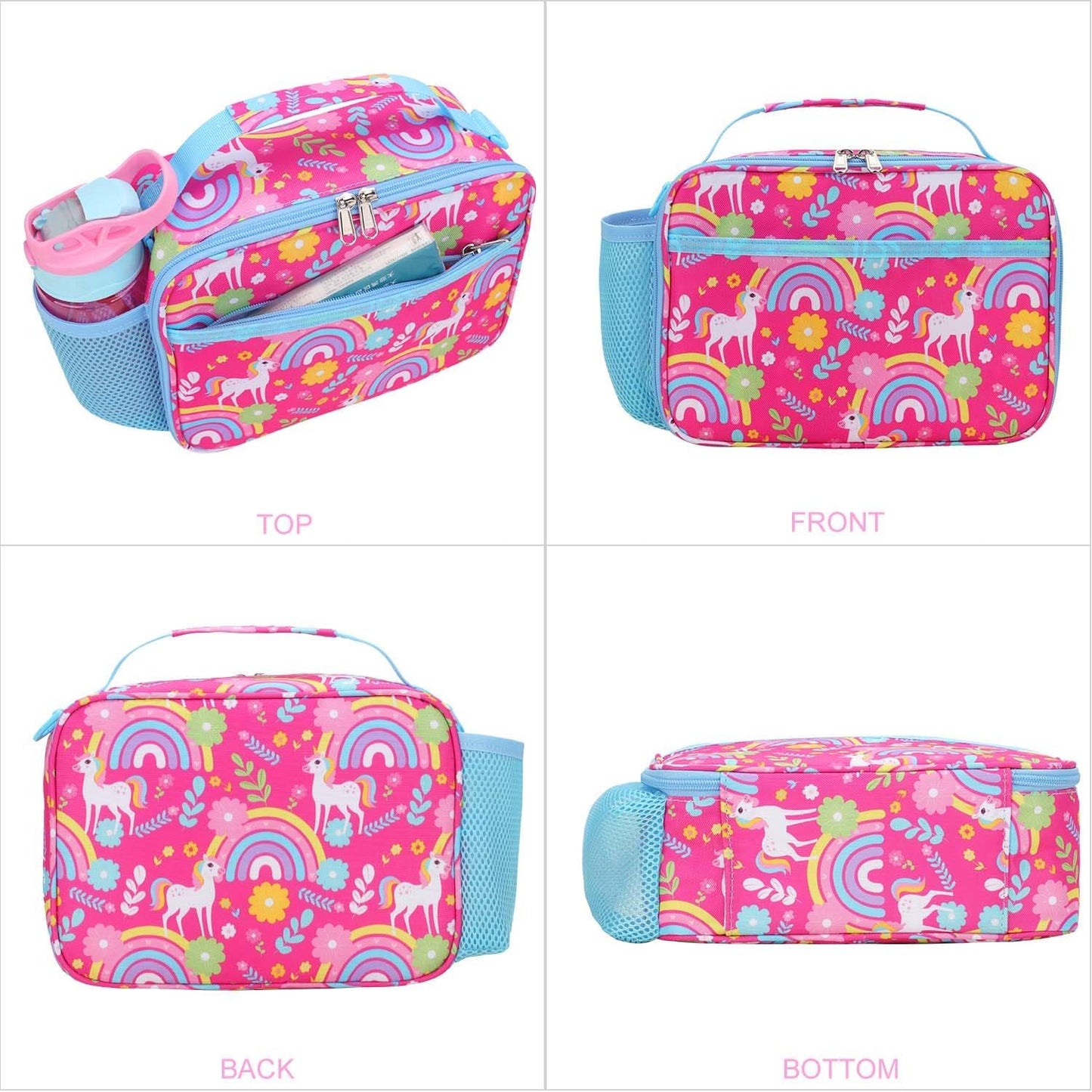 RHCPFOVR Kids Initial Lunch Bag - Insulated Lunch Box for Boys Girls,Washable Lunch Bag and Reusable Toddler Leak-proof Lunchbox for School and Daycare - Colors A