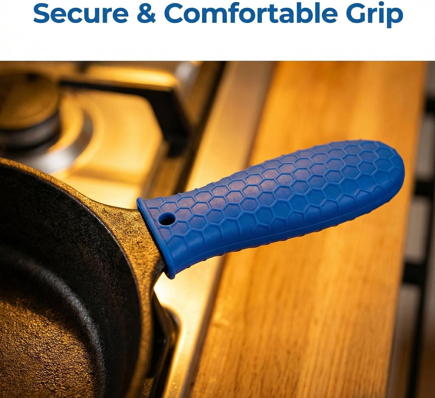 2-Pack Premium Silicone Handle Covers for Cast Iron Skillets, Maximum Heat Protection Non-Slip Pot Holder Sleeves with Anti-Slip Design for Frying Pans, Cookware (Blue)