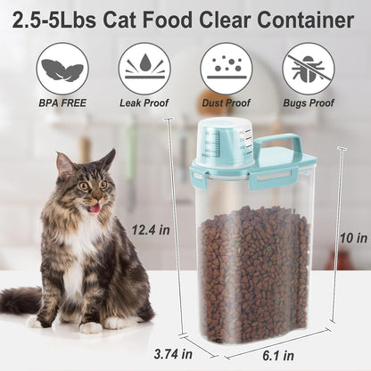 Dog Cat Food Storage Container, Pet Food Pourable Container Airtight with Large Spout & Cup, BPA-Free Plastic Food Dispenser for Pet Food, Bird Seed, Rice, Flour (Dark Gray, 2.5L)