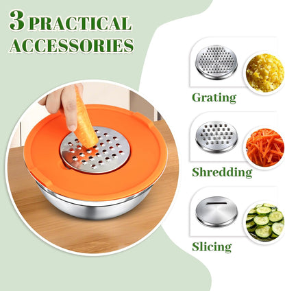 21PCS Mixing Bowls with Lids Set - 7 Nesting Mixing Bowls, 3 Graters, 11 Baking Tools, Lids, Stainless Steel Mixing Bowl for Mixing & Baking, Size 0.7/1.1/1.5/2.1/3.5/4/4.5 QT, Colorful