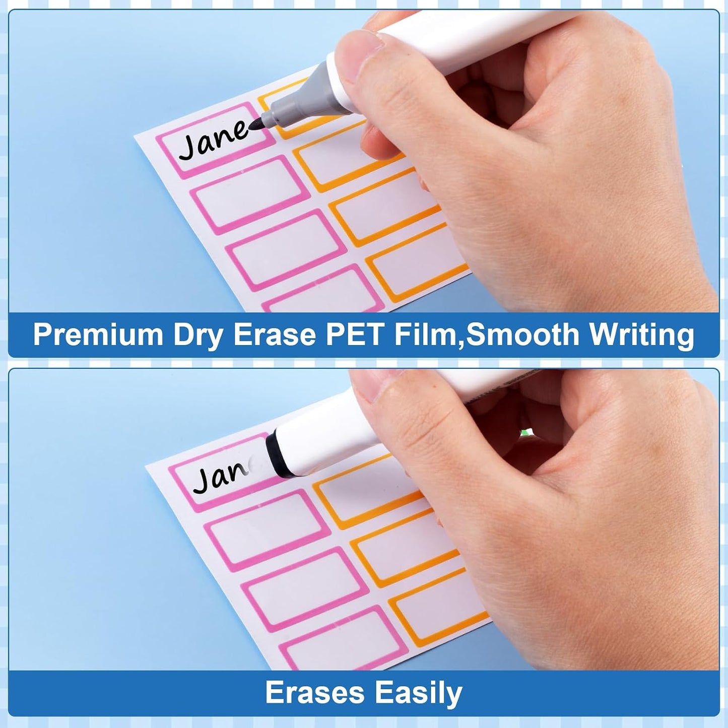 480 Pcs Dry Erase Labels, Dry Erase Stickers, Waterproof Sticker Labels, Removable Labels Easy Peel Off, Reusable Sticky Notes for Food Containers, Office (Retro, Small)