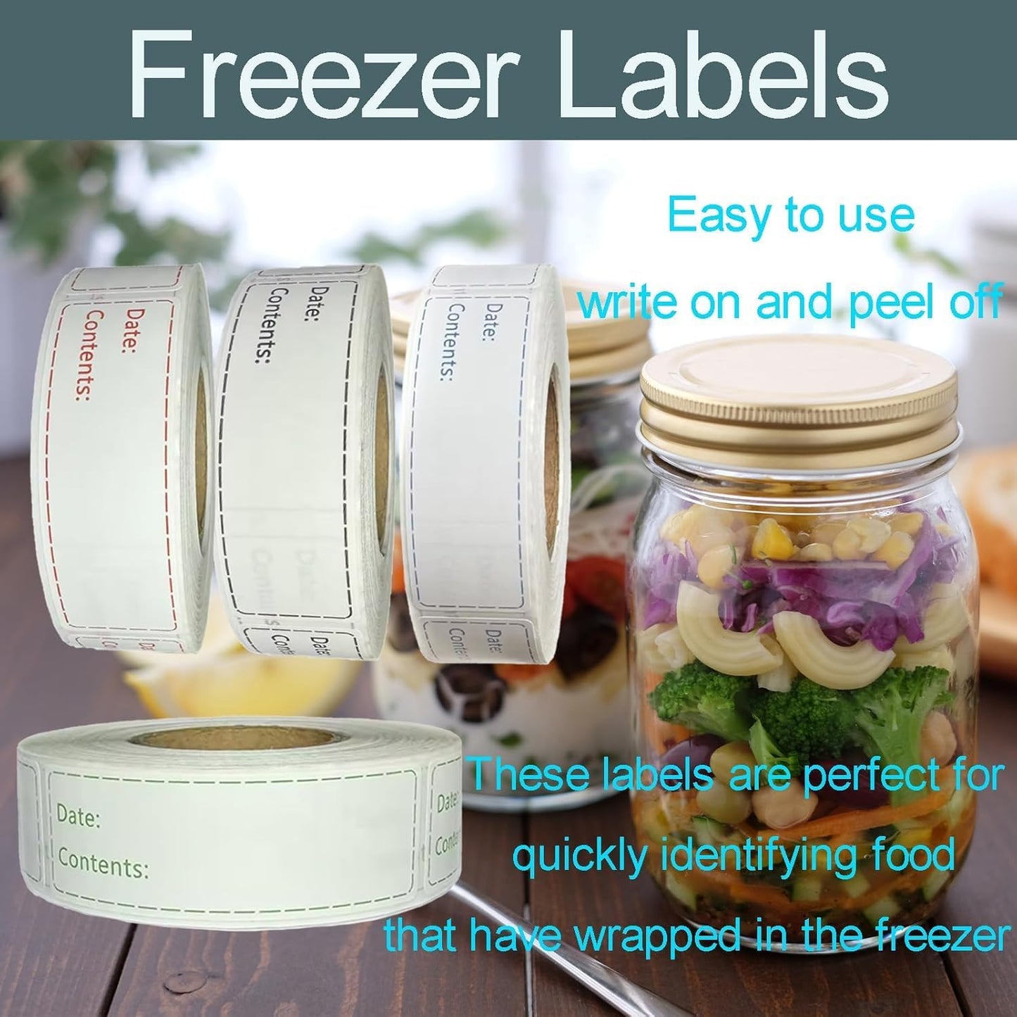 1000pcs Freezer Labels,1x3 inch for Food containers,Food Labels Quick and Easy to Remove- Easy to Write on(Black)